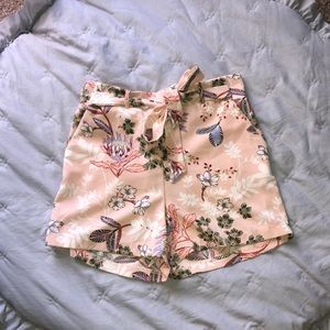 small simply styled floral blush pink shorts
